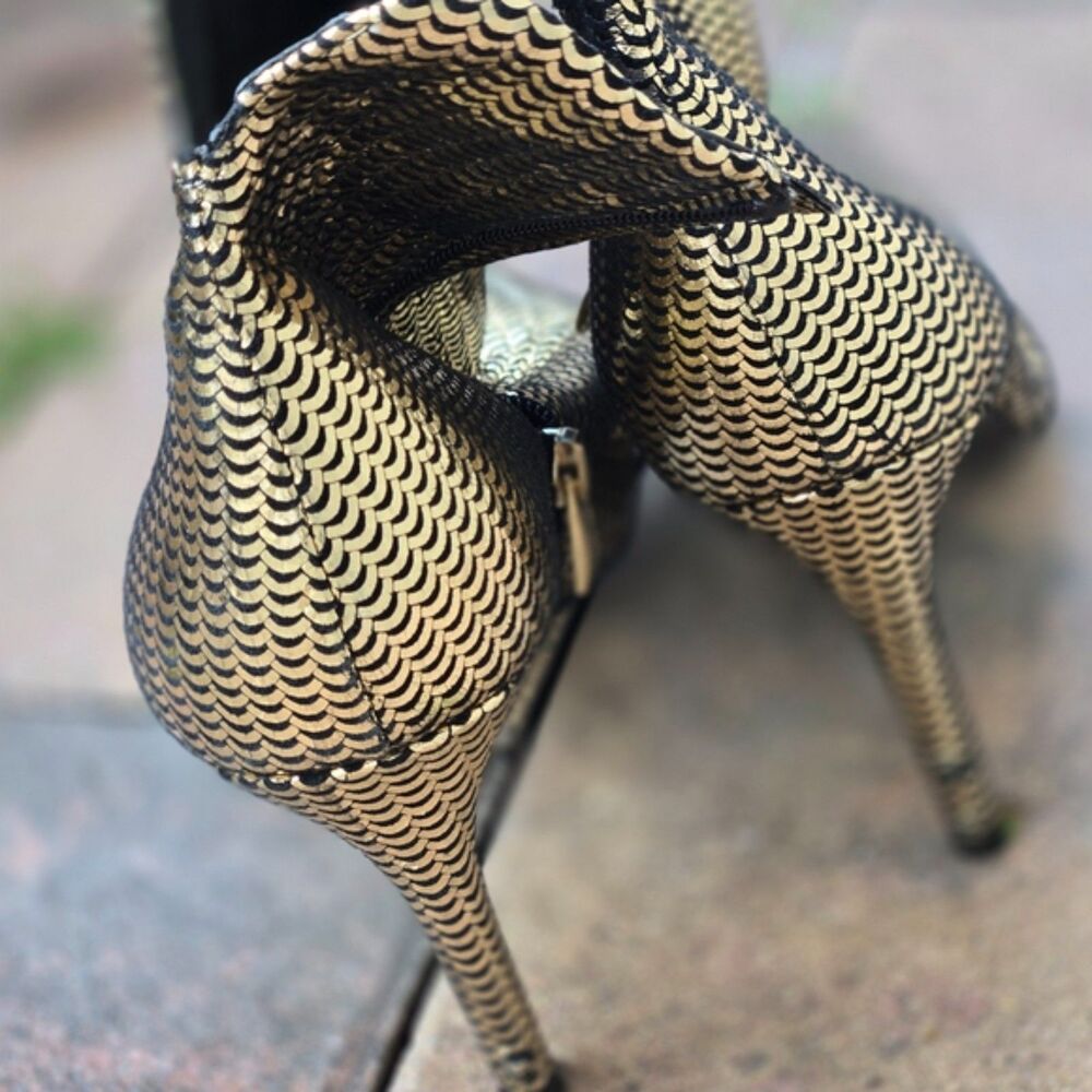 Steve Madden Metallic Scale Ankle Boots | Women’s 9 | Pointed Toe Stiletto Heel - Picture 8 of 10
